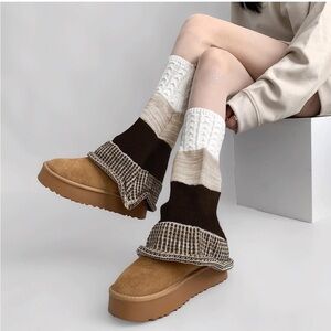 Y2K flared leg warmers sweater material brand new wear with boots or Mary Jane’s